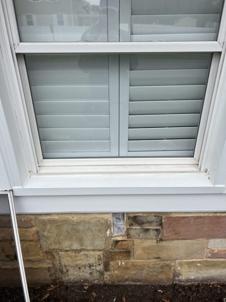 Window and sill after residential window cleaning