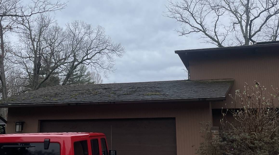 Residential roof before cleaning – Keenwick roof washing service